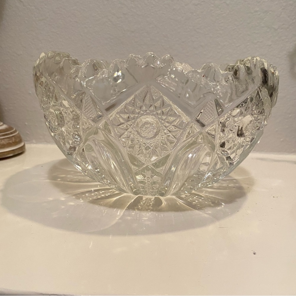 Antique American Cut Glass Crystal Bowl